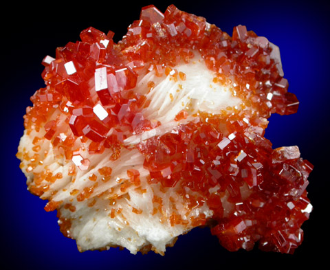 Vanadinite on Barite from Mibladen, Haute Moulouya Basin, Zeida-Aouli-Mibladen belt, Midelt Province, Morocco