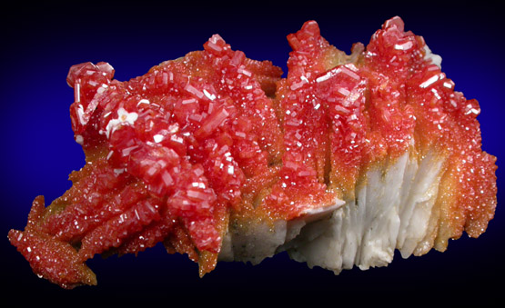 Vanadinite on Barite from Mibladen, Haute Moulouya Basin, Zeida-Aouli-Mibladen belt, Midelt Province, Morocco