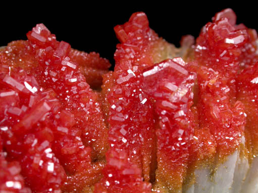 Vanadinite on Barite from Mibladen, Haute Moulouya Basin, Zeida-Aouli-Mibladen belt, Midelt Province, Morocco