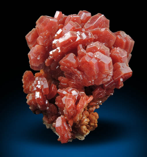 Vanadinite on Barite from Mibladen, Haute Moulouya Basin, Zeida-Aouli-Mibladen belt, Midelt Province, Morocco