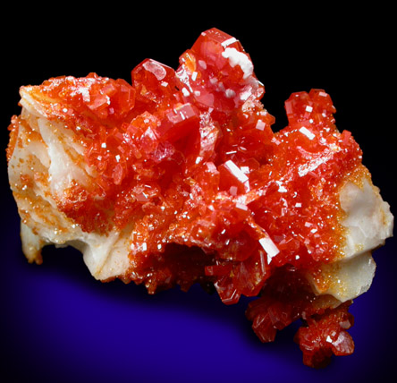 Vanadinite on Barite from Mibladen, Haute Moulouya Basin, Zeida-Aouli-Mibladen belt, Midelt Province, Morocco