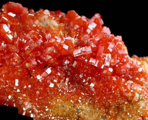 Vanadinite on Barite from Mibladen, Haute Moulouya Basin, Zeida-Aouli-Mibladen belt, Midelt Province, Morocco