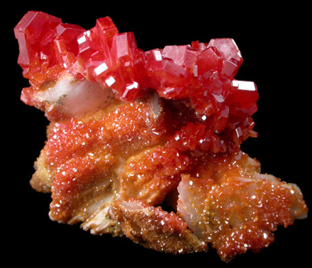 Vanadinite on Barite from Mibladen, Haute Moulouya Basin, Zeida-Aouli-Mibladen belt, Midelt Province, Morocco