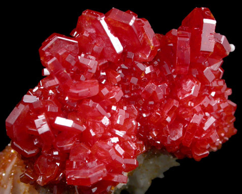 Vanadinite on Barite from Mibladen, Haute Moulouya Basin, Zeida-Aouli-Mibladen belt, Midelt Province, Morocco