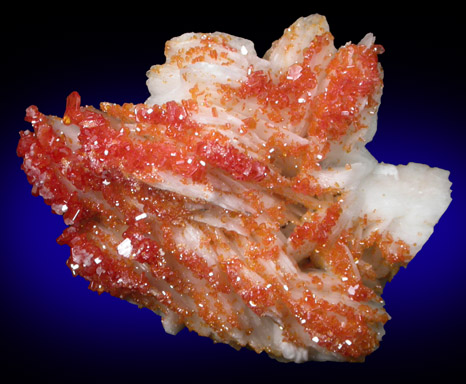 Vanadinite on Barite from Mibladen, Haute Moulouya Basin, Zeida-Aouli-Mibladen belt, Midelt Province, Morocco