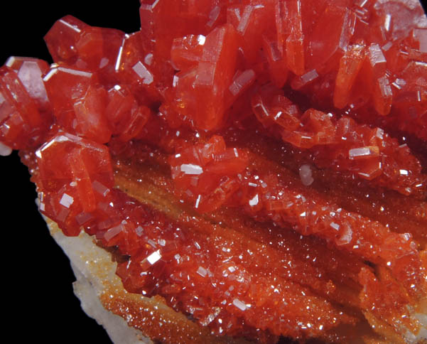 Vanadinite on Barite from Mibladen, Haute Moulouya Basin, Zeida-Aouli-Mibladen belt, Midelt Province, Morocco