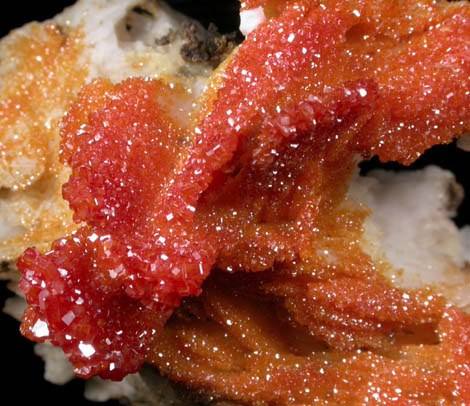 Vanadinite on Barite from Mibladen, Haute Moulouya Basin, Zeida-Aouli-Mibladen belt, Midelt Province, Morocco