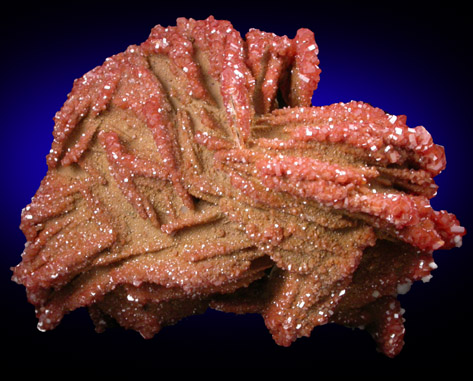 Vanadinite on Barite from Mibladen, Haute Moulouya Basin, Zeida-Aouli-Mibladen belt, Midelt Province, Morocco