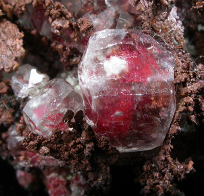 Copper on Calcite with Chalcotrichite inclusions from Onganja Mine, Seeis, Khomas, Namibia