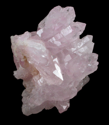Quartz var. Rose Quartz Crystals from Lavra da Ilha, Taquaral, Jequitinhonha River, Minas Gerais, Brazil