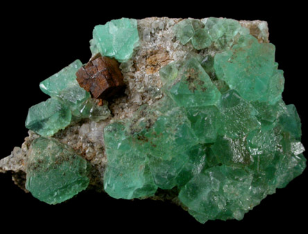 Fluorite with Goethite pseudomorph after Pyrite from Unaweep Canyon, 23.5 km south of Grand Junction, Mesa County, Colorado