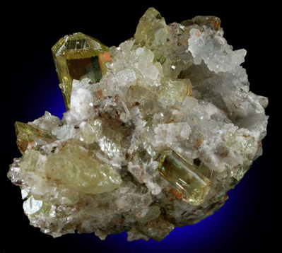 Fluorapatite in Quartz from Cerro de Mercado, Durango, Mexico