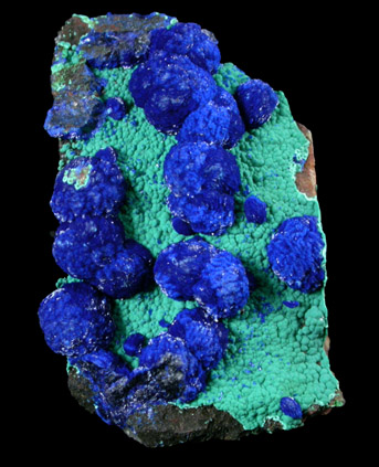 Azurite on Malachite from Morenci Mine, Clifton District, Greenlee County, Arizona