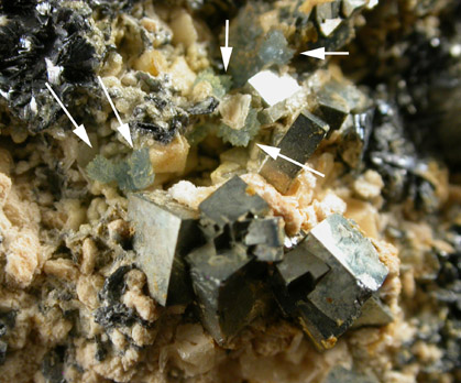 Vauxite and Pyrite from Llallagua, Bustillos Province, Potosi Department, Bolivia (Type Locality for Vauxite)