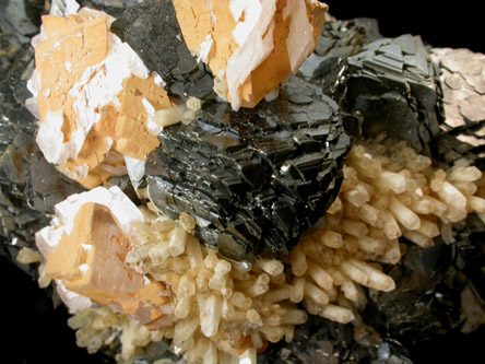 Sphalerite, Calcite, Quartz, Galena from Nikolaevskiy Mine, Dalnegorsk, Primorskiy Kray, Russia