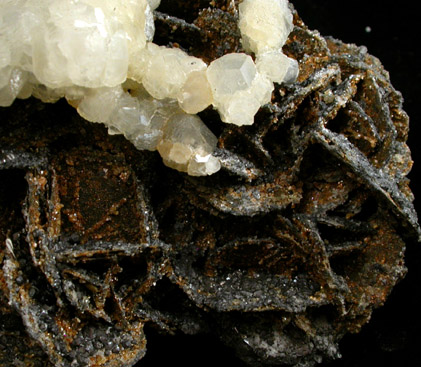 Calcite on Pyrrhotite, Sphalerite from Cavnic Mine (Kapnikbanya), Maramures, Romania