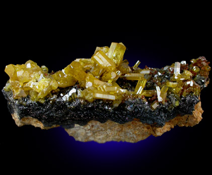 Mimetite on Cesarolite from Guatomo Mine, near Tham Thalu, south of Hat Yai, Yala Province, Thailand