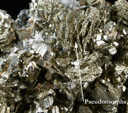 Pyrite pseudomorphs after Pyrrhotite from Noche Buena Mine, Mazapil, Zacatecas, Mexico