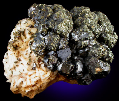 Galena, Sphalerite, Chalcopyrite on Dolomite from Tri-State Lead-Zinc Mining District, near Joplin, Jasper County, Missouri