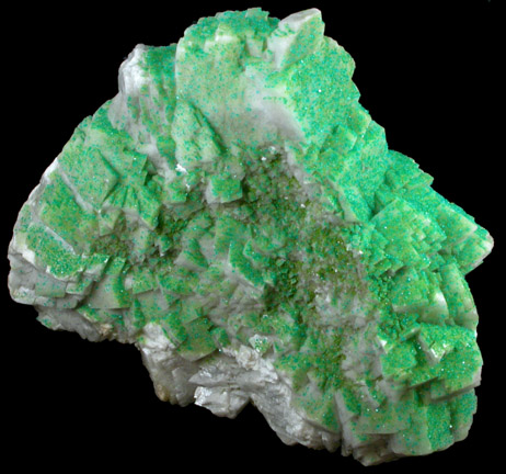 Dioptase on Calcite from Tsumeb Mine, Otavi-Bergland District, Oshikoto, Namibia