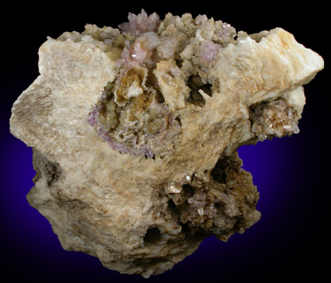 Quartz var. Rose Quartz Crystals with Cookeite from Rose Quartz Locality, Plumbago Mountain, Oxford County, Maine