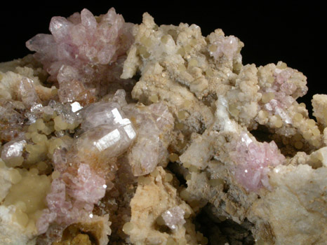 Quartz var. Rose Quartz Crystals with Cookeite from Rose Quartz Locality, Plumbago Mountain, Oxford County, Maine