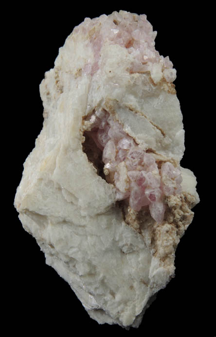 Quartz var. Rose Quartz Crystals on Albite from Rose Quartz Locality, Plumbago Mountain, Newry, Oxford County, Maine