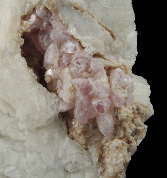 Quartz var. Rose Quartz Crystals on Albite from Rose Quartz Locality, Plumbago Mountain, Newry, Oxford County, Maine