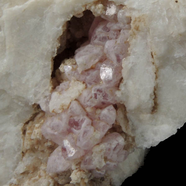 Quartz var. Rose Quartz Crystals on Albite from Rose Quartz Locality, Plumbago Mountain, Newry, Oxford County, Maine