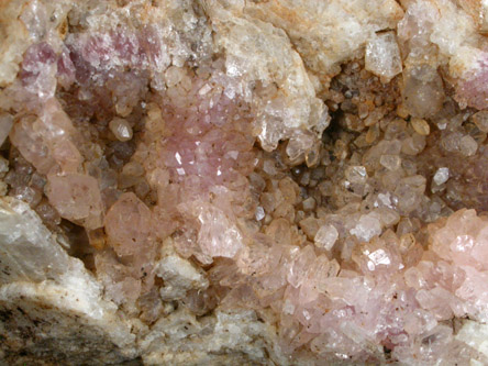 Quartz var. Rose Quartz Crystals from Rose Quartz Locality, Plumbago Mountain, Newry, Oxford County, Maine