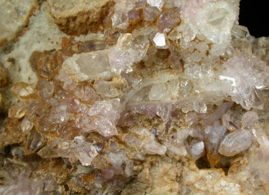 Quartz var. Rose Quartz Crystals with Eosphorite from Rose Quartz Locality, Plumbago Mountain, Oxford County, Maine