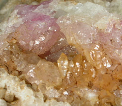 Quartz var. Rose Quartz Crystals from Rose Quartz Locality, Plumbago Mountain, Oxford County, Maine