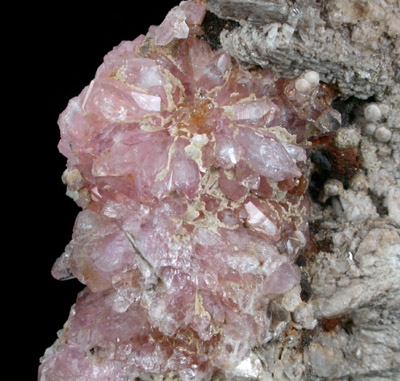 Quartz var. Rose Quartz Crystals from Rose Quartz Locality, Plumbago Mountain, Oxford County, Maine