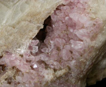 Quartz var. Rose Quartz Crystals from Rose Quartz Locality, Plumbago Mountain, Oxford County, Maine