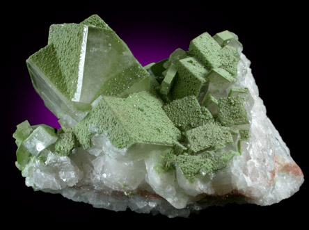 Duftite on twinned Calcite from Tsumeb Mine, Otavi-Bergland District, Oshikoto, Namibia (Type Locality for Duftite)