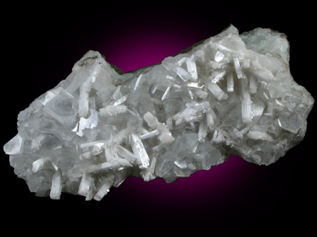 Mesolite on Apophyllite from Palabora Open Pit Mine, Phalaborwa Complex, Limpopo Province (formerly Transvaal), South Africa