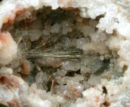Millerite in Quartz Geode from Hall's Gap, Lincoln County, Kentucky