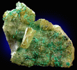 Brochantite on Quartz, Fluorite, Barite from Mex-Tex Mine, Hansonburg District, 8.5 km south of Bingham, Socorro County, New Mexico