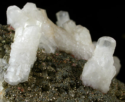 Calcite on Pyrite from Helen Mines, Wawa, Algoma District, Ontario, Canada