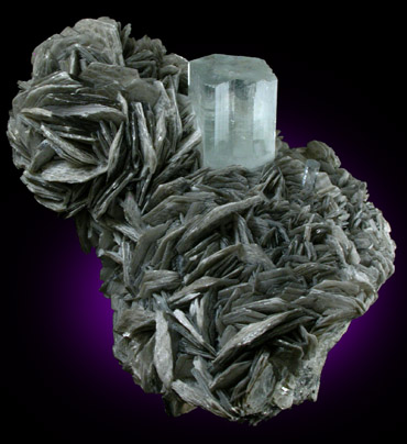 Beryl var. Aquamarine on Muscovite from Gilgit District, Gilgit-Baltistan, Pakistan