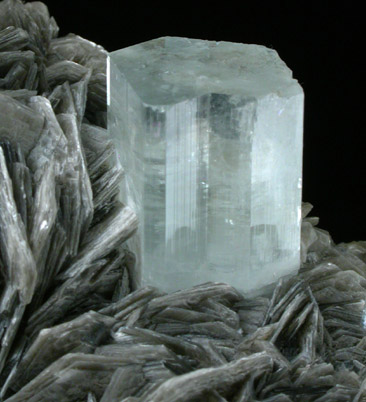 Beryl var. Aquamarine on Muscovite from Gilgit District, Gilgit-Baltistan, Pakistan