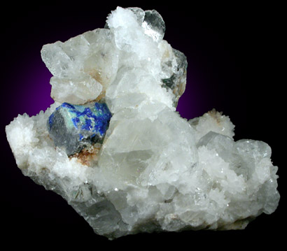 Linarite on Galena with Fluorite and Quartz from Blanchard Claim, Hansonburg District, 8.5 km south of Bingham, Socorro County, New Mexico