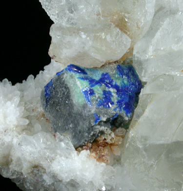 Linarite on Galena with Fluorite and Quartz from Blanchard Claim, Hansonburg District, 8.5 km south of Bingham, Socorro County, New Mexico