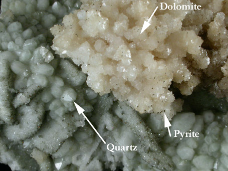 Dolomite on Quartz from Dognecea, Banat Mountains, Romania