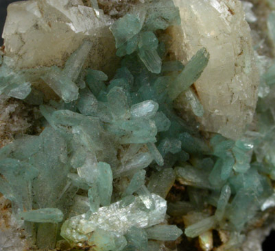 Stilbite (rare green crystals) with Heulandite from Prospect Park Quarry, Prospect Park, Passaic County, New Jersey