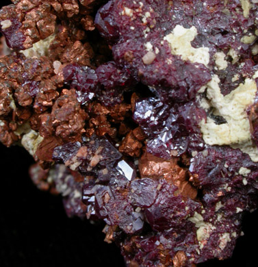 Cuprite on Copper from Ray Mine, Mineral Creek District, Pinal County, Arizona