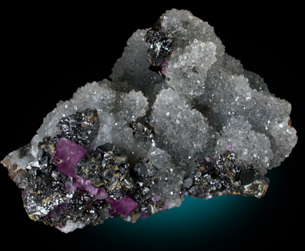 Fluorite, Sphalerite on Quartz from Cave-in-Rock District, Hardin County, Illinois