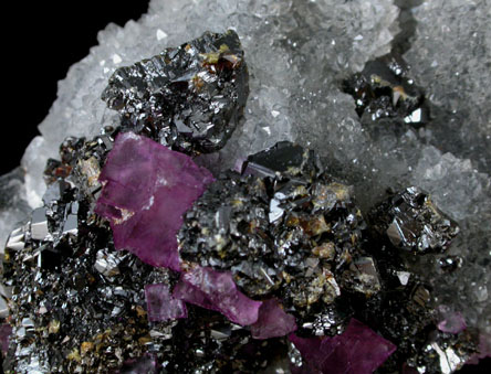 Fluorite, Sphalerite on Quartz from Cave-in-Rock District, Hardin County, Illinois