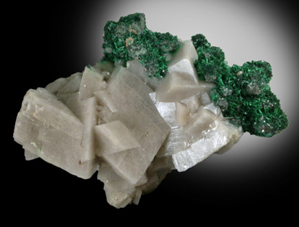 Malachite on Calcite from Tsumeb Mine, Otavi-Bergland District, Oshikoto, Namibia