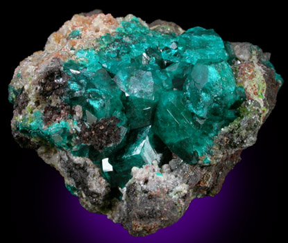 Dioptase, Mimetite, Duftite, Cerussite from Tsumeb Mine, Otavi-Bergland District, Oshikoto, Namibia (Type Locality for Duftite)